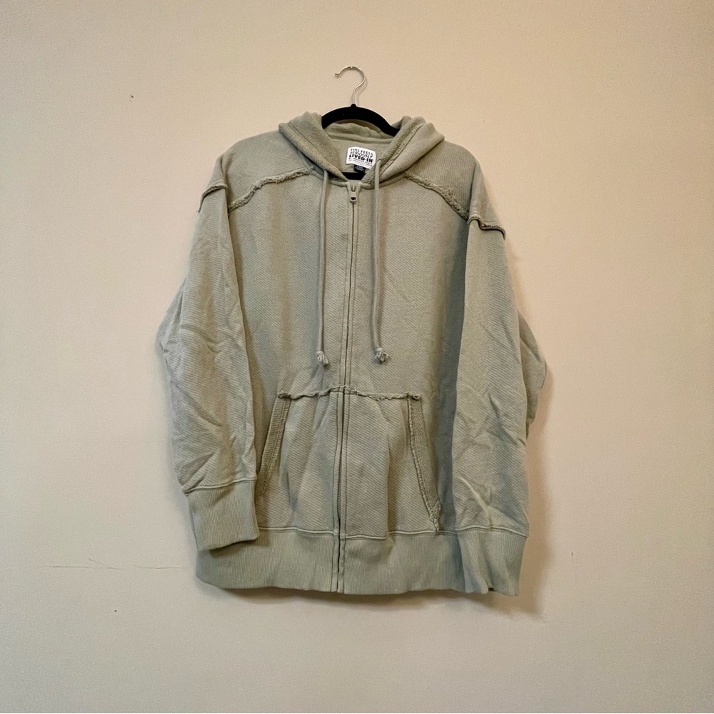 American Eagle Oversized Sage Green Zip-Up Hoodie